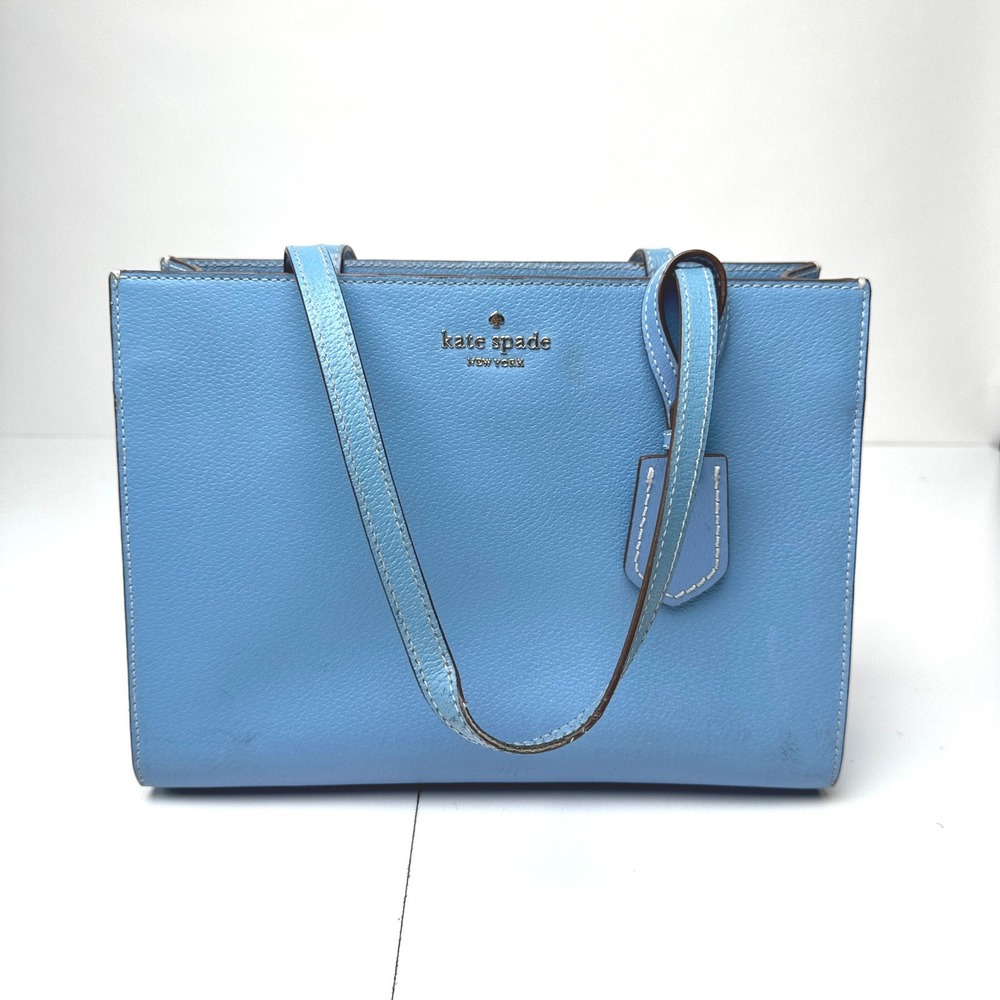 Kate Spade New York Light Blue Pebbled Leather Triple Compartment Shoulder Bag